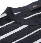 Theory - Striped Slub Linen-Jersey T-Shirt - Navy