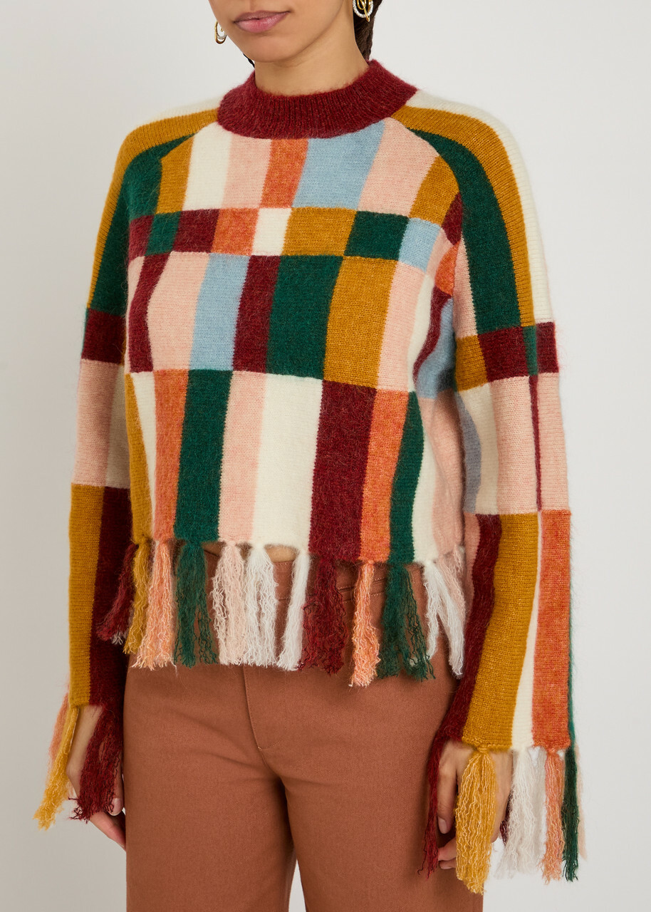 Alemais Marojerelle Checked Wool-blend Jumper Multicoloured