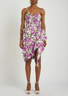 Chloe Floral-print Gathered Cotton Mini Dress Purple