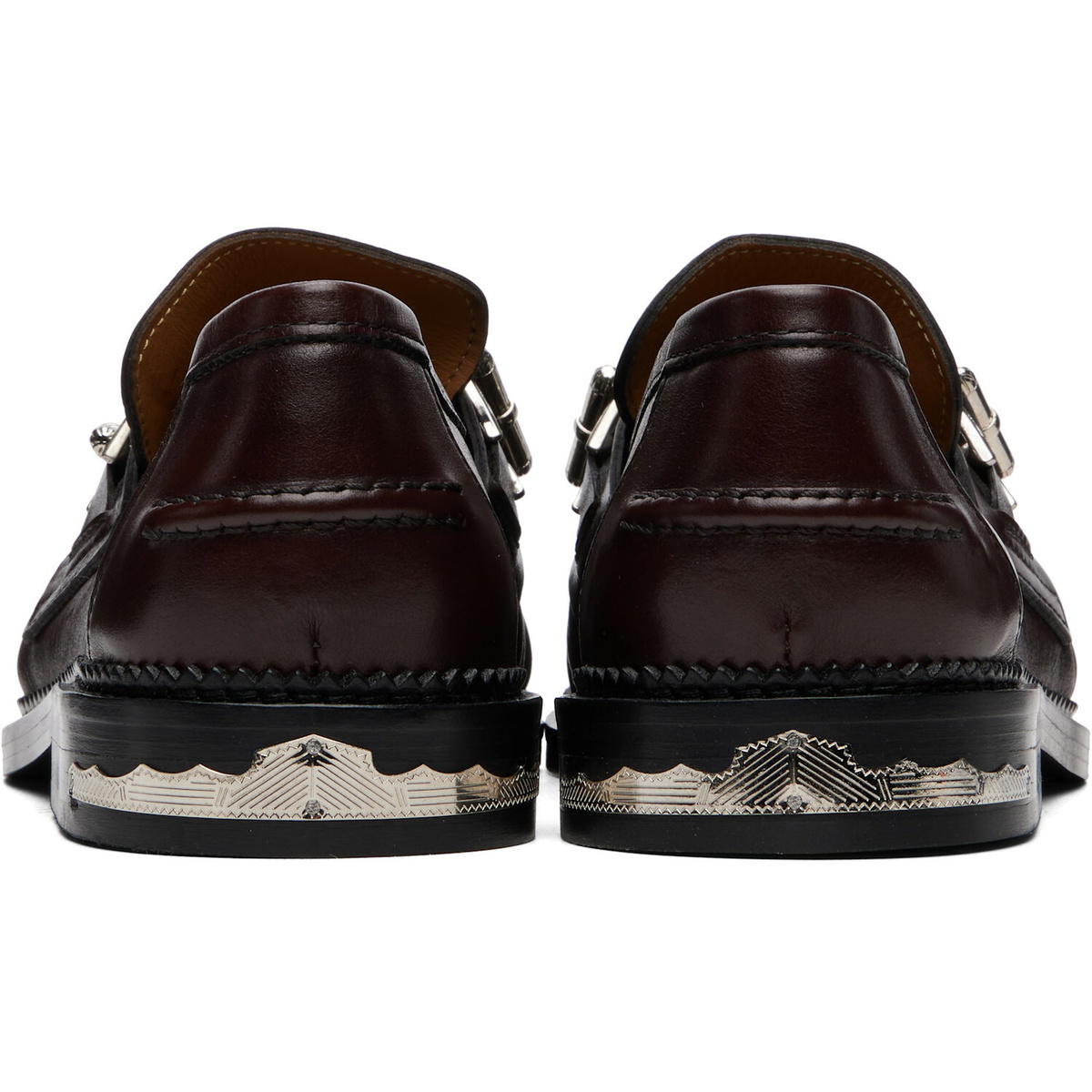 Toga Virilis Brown Embossed Leather Loafers