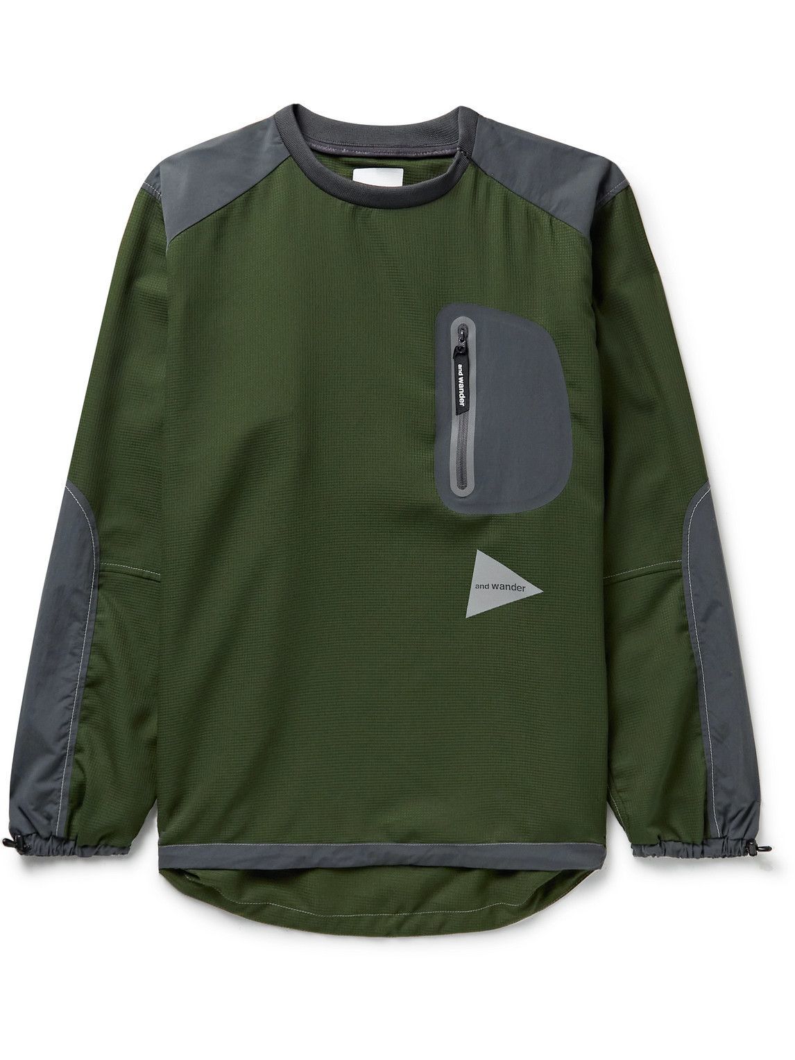 And Wander - Vent Nylon-Trimmed Ripstop Sweatshirt - Green and Wander