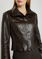 Our Legacy Concealed Funnel-neck Leather Jacket Brown