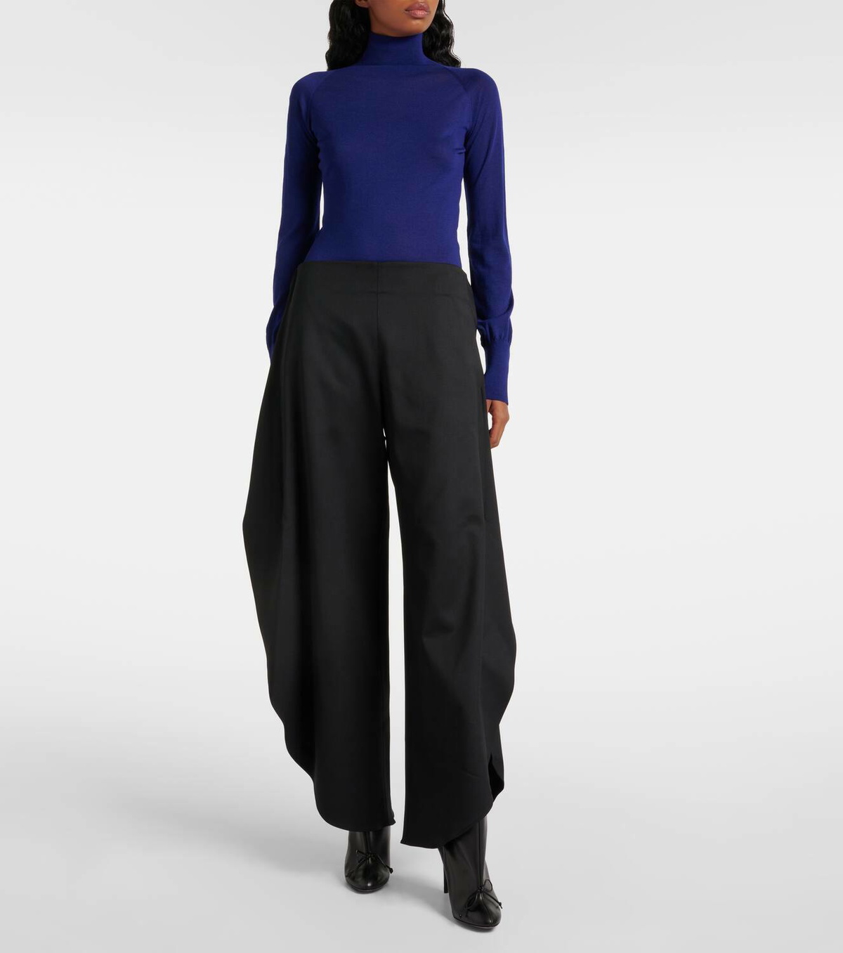 Alaïa Caped wool wide-leg pants