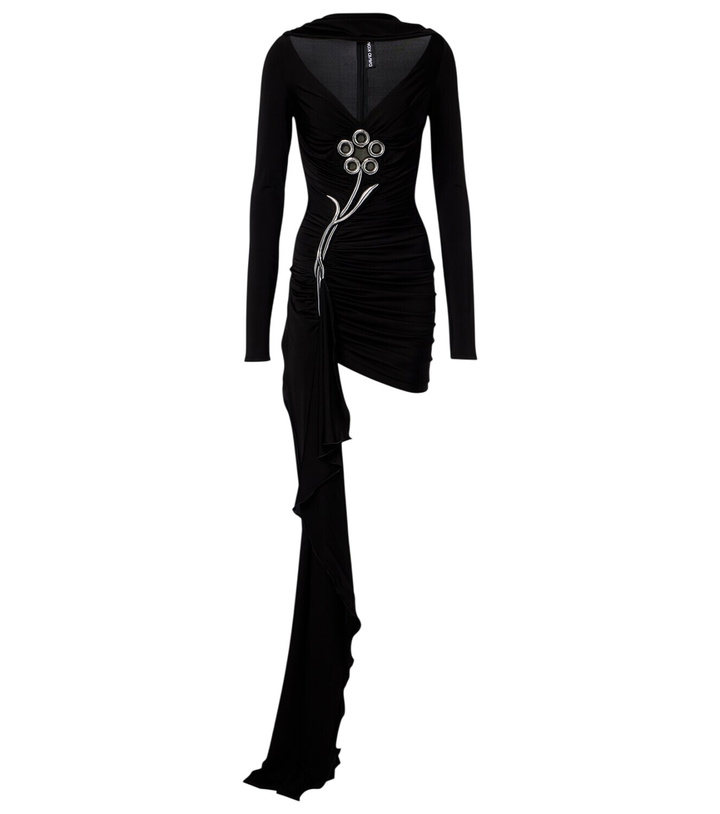 Photo: David Koma Embellished draped jersey minidress