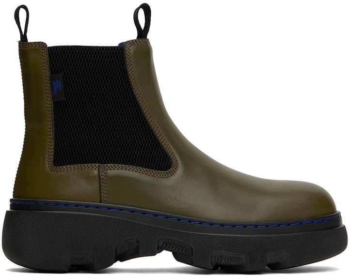 Photo: Burberry Green Leather Creeper Chelsea Boots