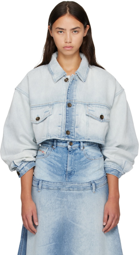 Photo: Diesel Blue Oversized Cropped Trucker Denim Jacket