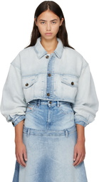 Diesel Blue Oversized Cropped Trucker Denim Jacket