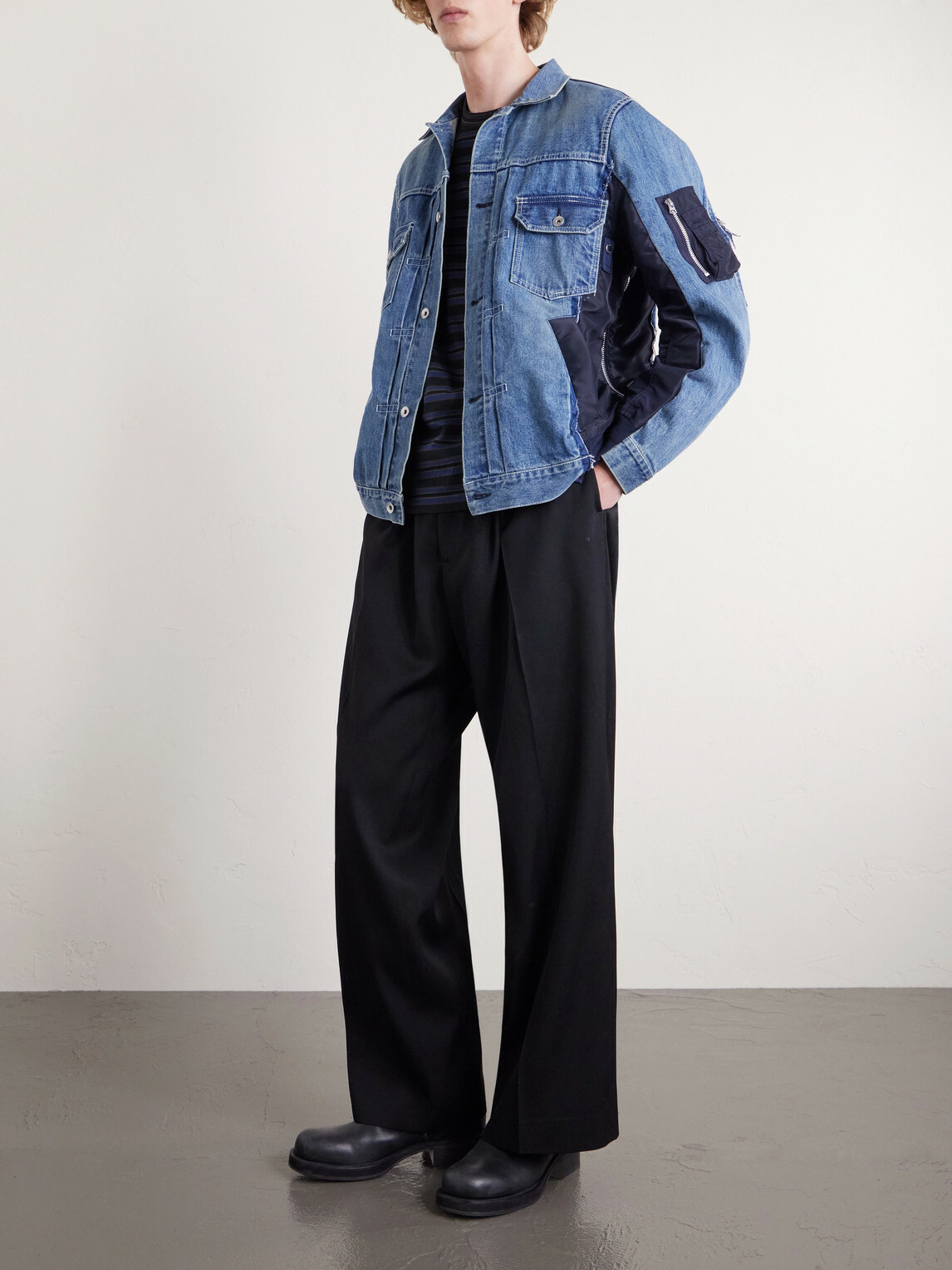 Sacai - Denim and Nylon-Twill Bomber Jacket - Blue Sacai