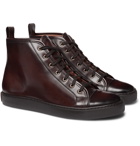 Ralph Lauren Purple Label - Burnished-Leather High-Top Sneakers - Brown