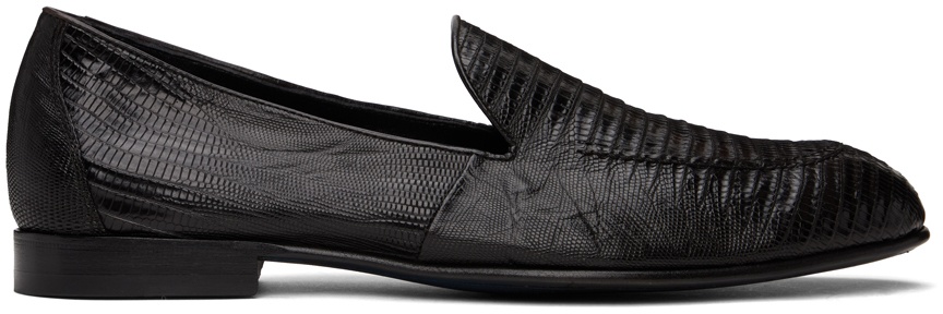 Photo: Brioni Black Embossed Loafers