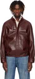 MM6 Maison Margiela Burgundy Sports Faux-Leather Jacket