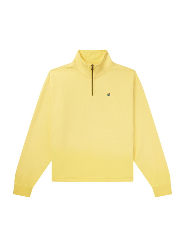 Photo: Aimé Leon Dore - Logo-Embroidered Cotton-Jersey Half-Zip Sweatshirt - Yellow