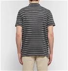 Onia - Shaun Slim-Fit Striped Knitted Slub Linen-Blend Polo Shirt - Men - Charcoal