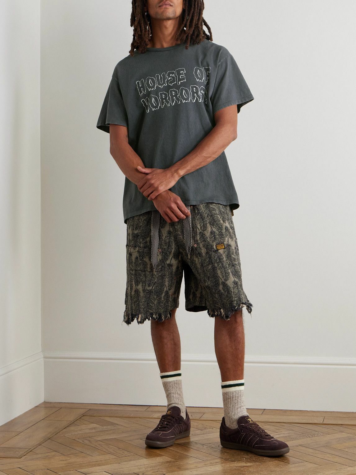 Gallery Dept. - Horrors Glittered Printed Cotton-Jersey T-Shirt - Gray