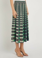 Simkhai Drue Textured Gingham Knit Midi Skirt Navy