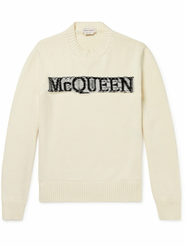 Photo: Alexander McQueen - Embroidered Cotton Sweater - Neutrals