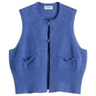 Beams Boy Women's China Button Knit Vest in Blue