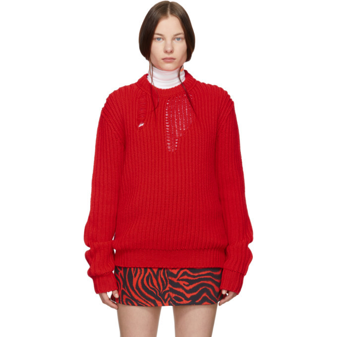 Calvin Klein 205W39NYC Red Technical Knit Sweater Calvin Klein 205W39NYC