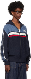 RICE NINE TEN Navy Knitting Track Jacket