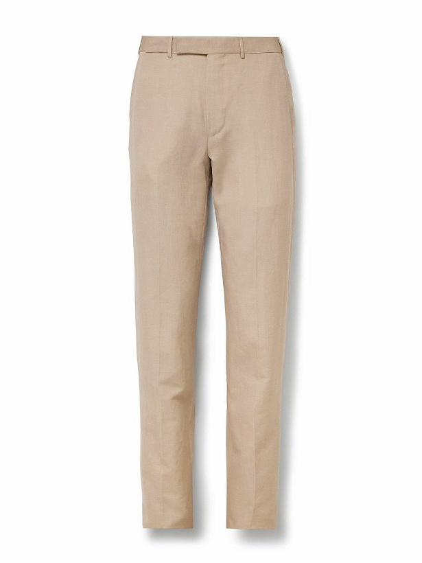 Photo: Zegna - Trofeo Slim-Fit Wool and Linen-Blend Suit Trousers - Neutrals