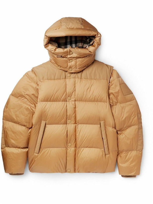 Photo: Burberry - Convertible Logo-Appliquéd Quilted Shell Hooded Down Jacket - Neutrals