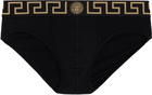 Versace Underwear Two-Pack Black & Gray Greca Border Briefs