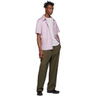 Helmut Lang Purple Tie Short Sleeve Shirt