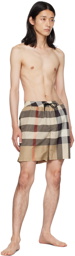 Burberry Beige Exaggerated Check Swim Shorts