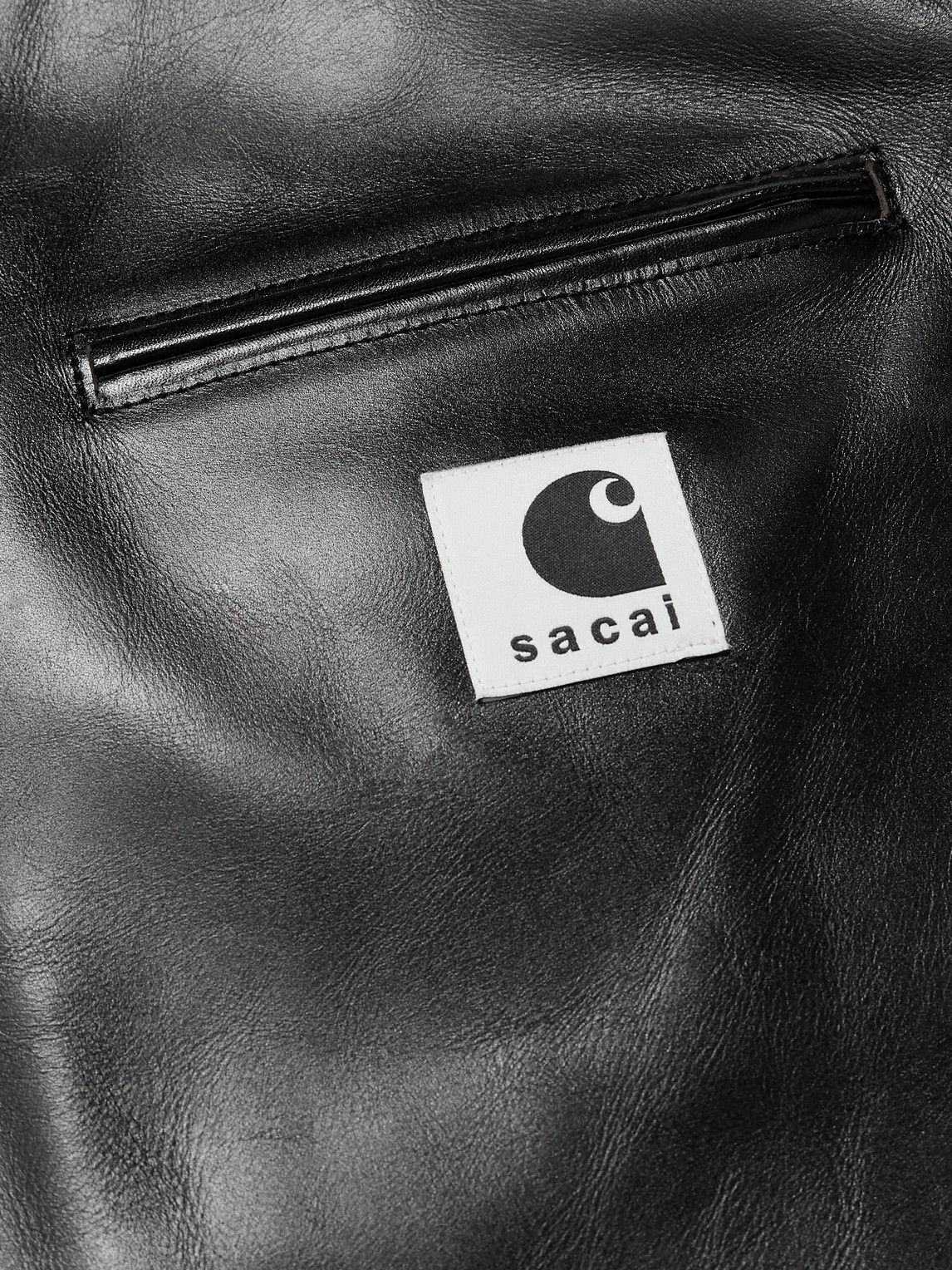 Sacai - Carhartt WIP Cotton Corduroy-Trimmed Leather Jacket - Black