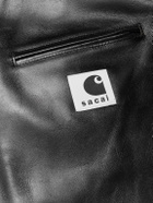 Sacai - Carhartt WIP Cotton Corduroy-Trimmed Leather Jacket - Black