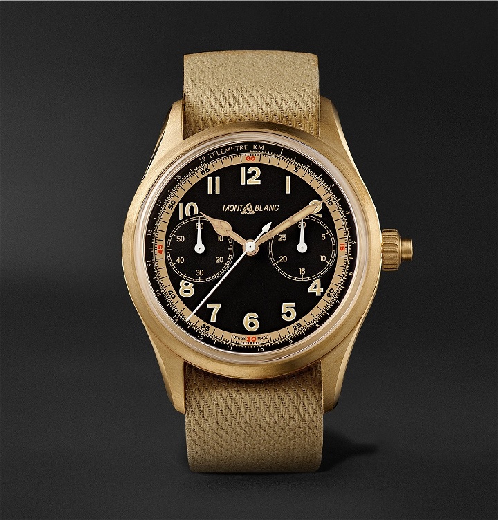 Photo: MONTBLANC - 1858 Monopusher Automatic Chronograph 42mm Bronze and NATO Watch, Ref. No. 125583 - Black