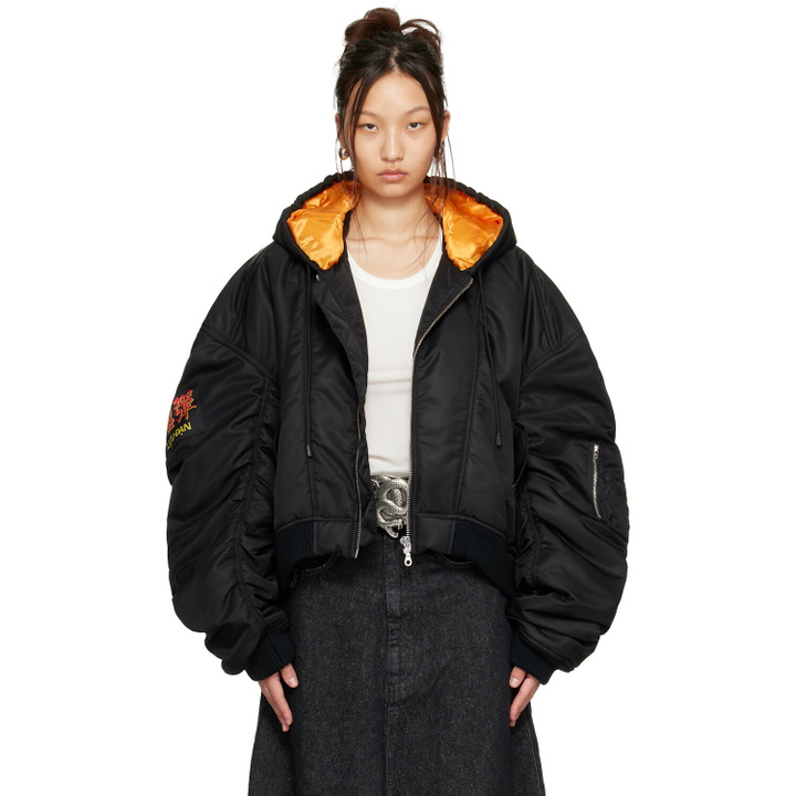 Photo: LU'U DAN Black Distorted MA1 Bomber Jacket