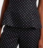 Faithfull Petro polka-dot peplum linen top
