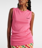Miu Miu Logo cashmere and silk top