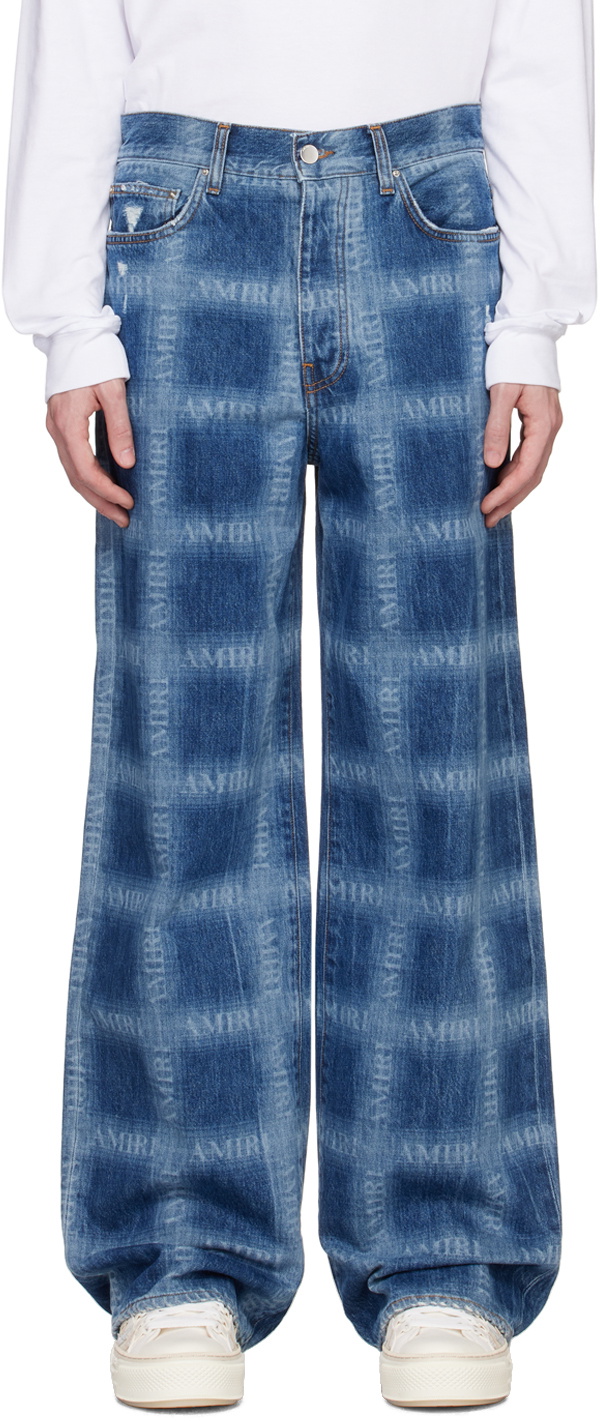 AMIRI Blue Shadow Plaid Jeans Amiri