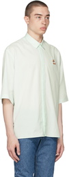 Maison Kitsuné Green Stripe Chillax Fox Short Sleeve Shirt