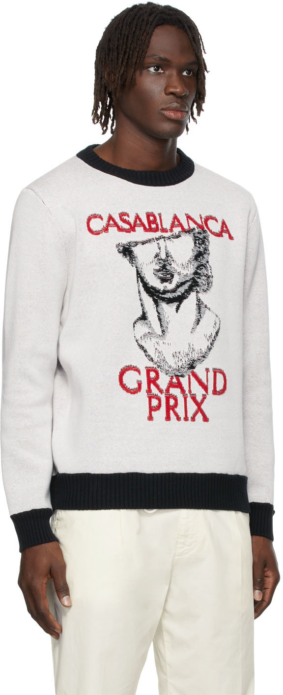 Casablanca Heart monogram knitted jumper, GREEN/WHITE