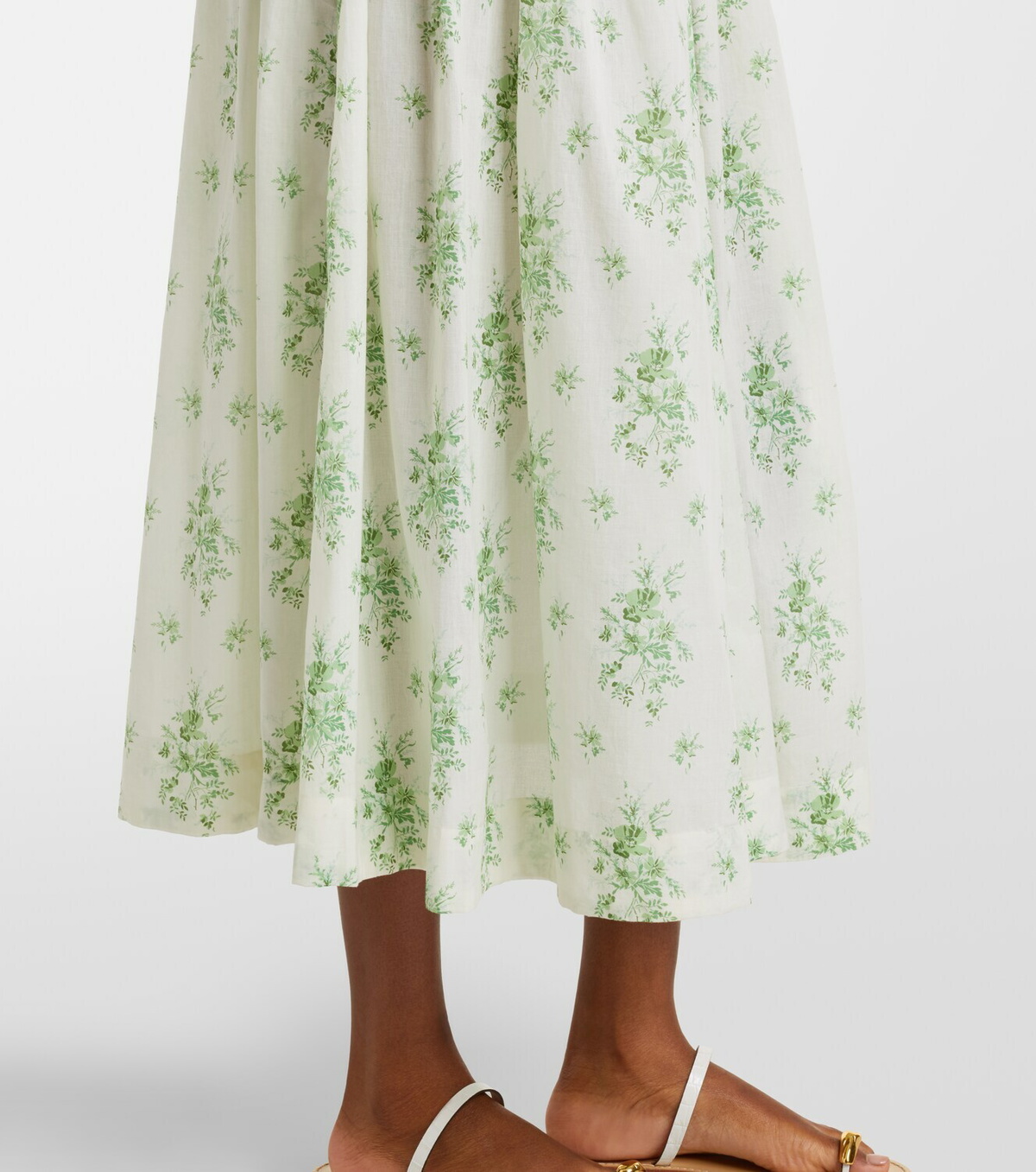 Dôen Ischia gathered floral cotton midi dress
