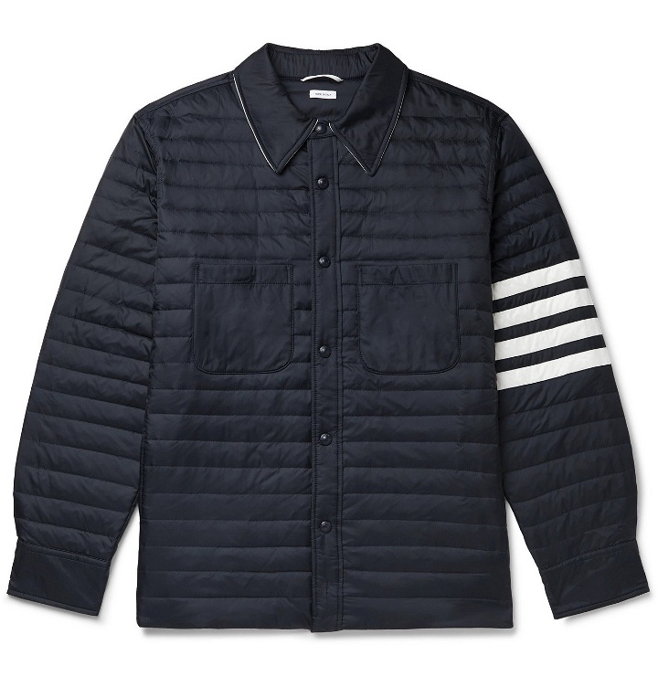Photo: Thom Browne - Striped Quilted Shell Down Jacket - Blue