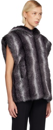 Anna Sui SSENSE Exclusive Gray Sleeveless Faux-Mink Hoodie