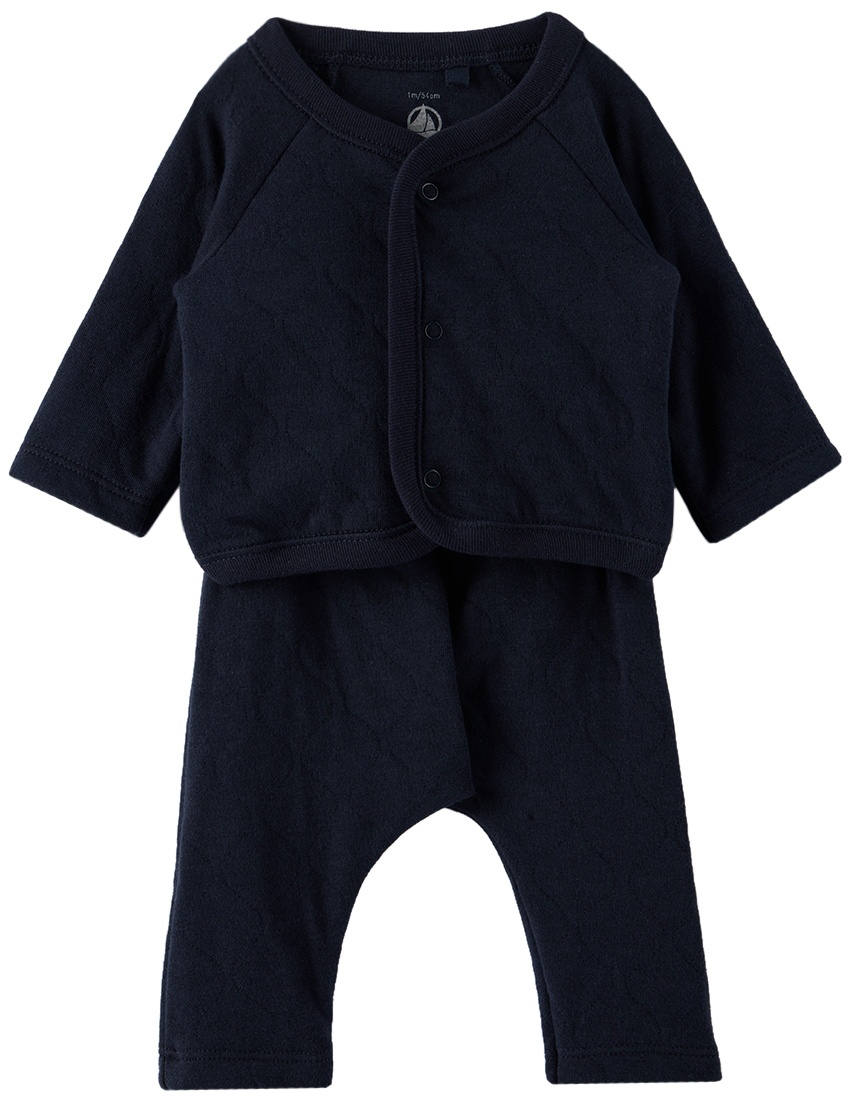 Petit Bateau Baby Navy Cardigan & Trousers Set