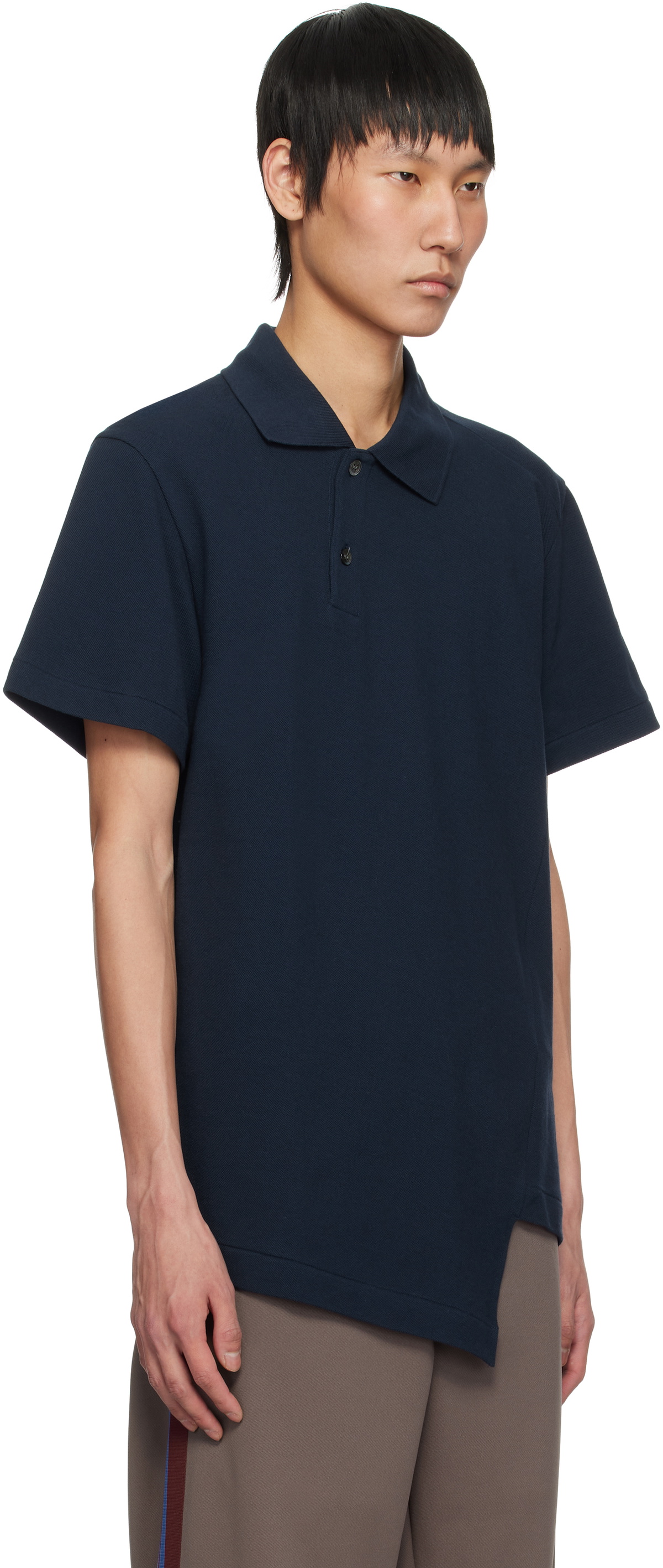 Comme des Garçons Homme Deux Navy Asymmetric Polo