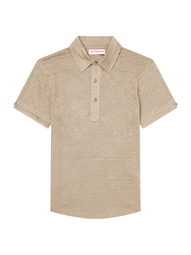 Photo: Orlebar Brown - Sebastian Linen-Jersey Polo Shirt - Brown