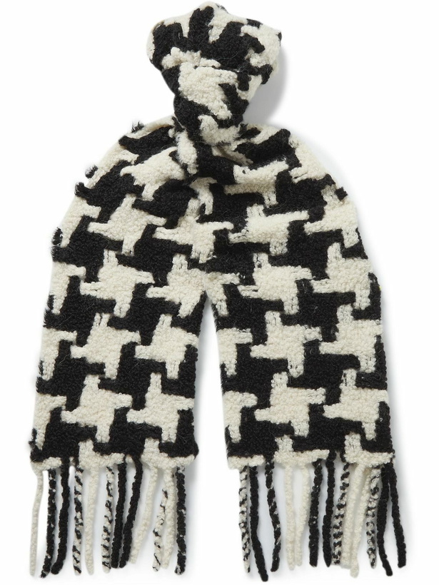 Photo: Acne Studios - Fringed Houndstooth Alpaca-Blend Bouclé Scarf