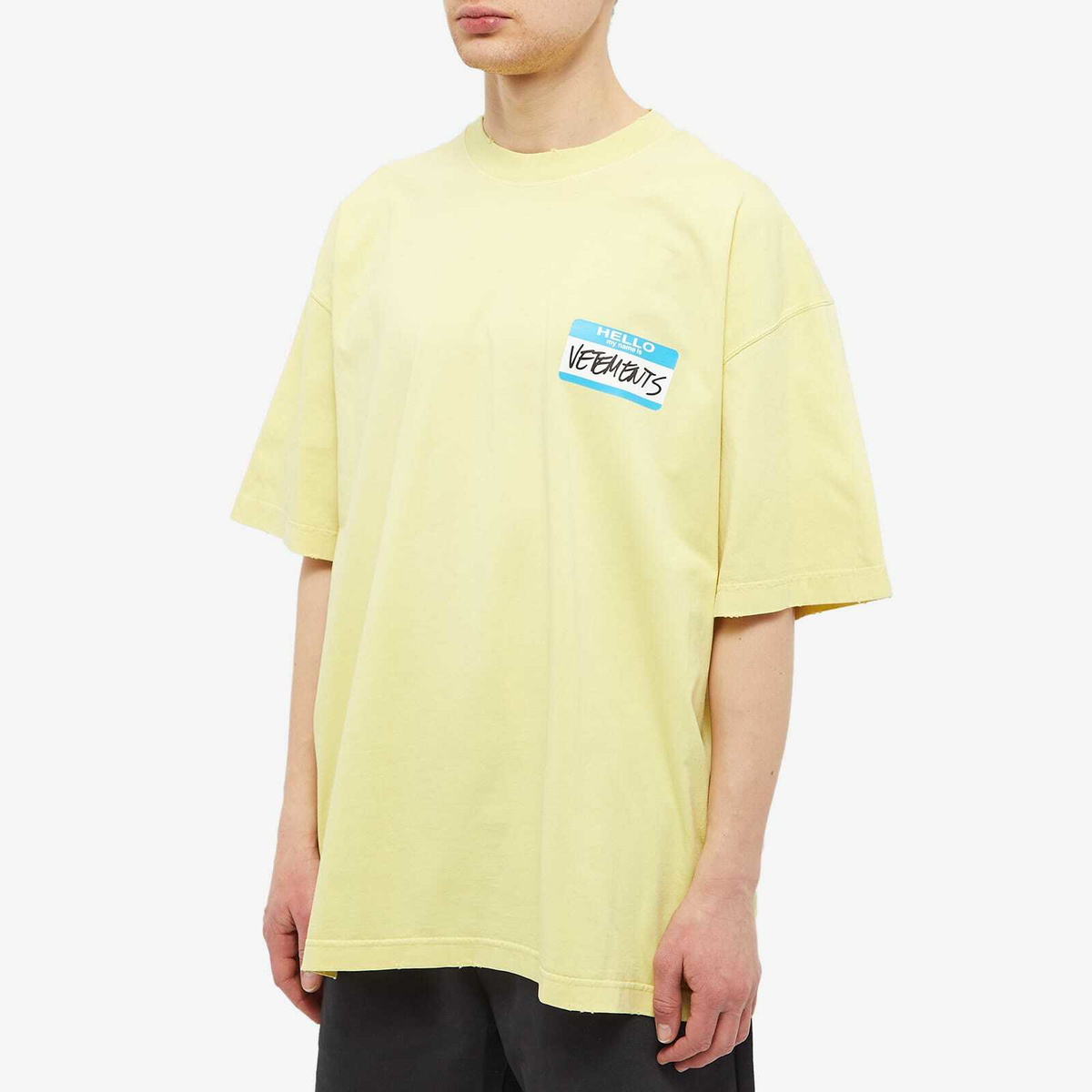 Vetements Men's My Name Is T-Shirt in Faded Yellow Vetements