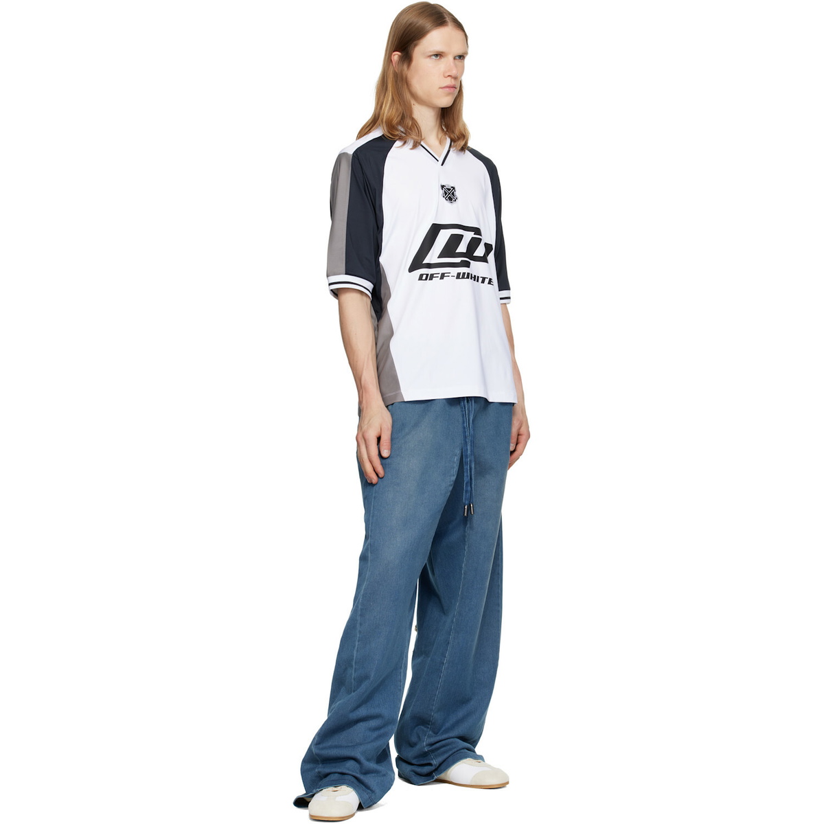 Off-White Navy Distress Diag Slouchy Highlighted Sweatpants