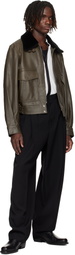 Ernest W. Baker Khaki Aviator Leather Jacket