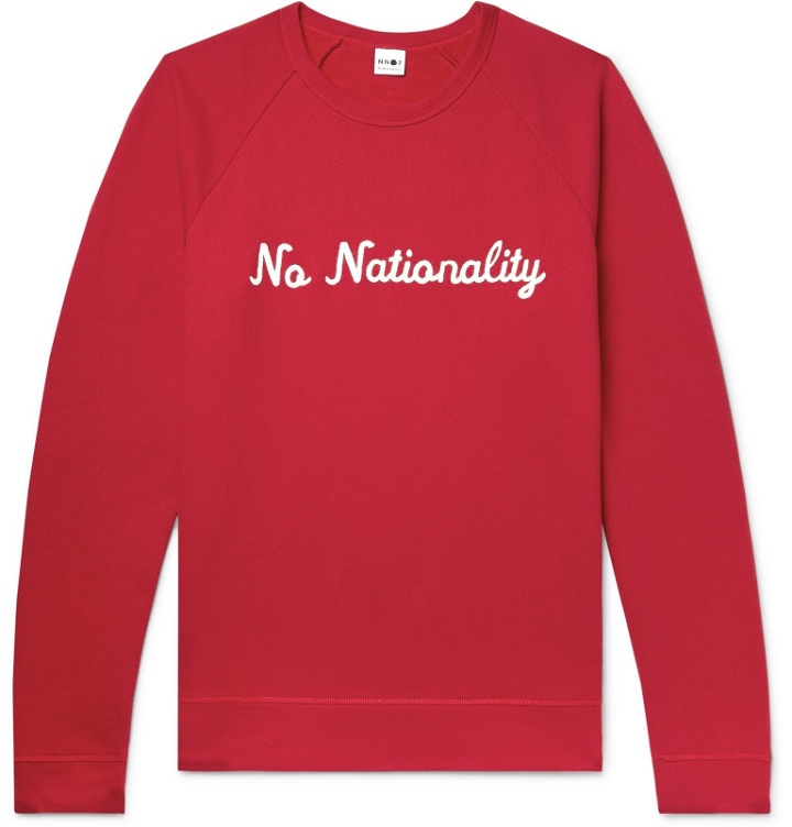 Photo: NN07 - Logo-Appliquéd Fleece-Back Cotton-Jersey Sweatshirt - Red