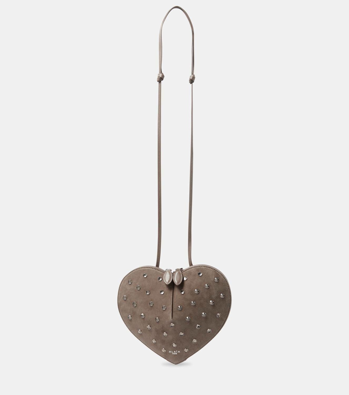 Alaïa Le Cœur studded suede shoulder bag