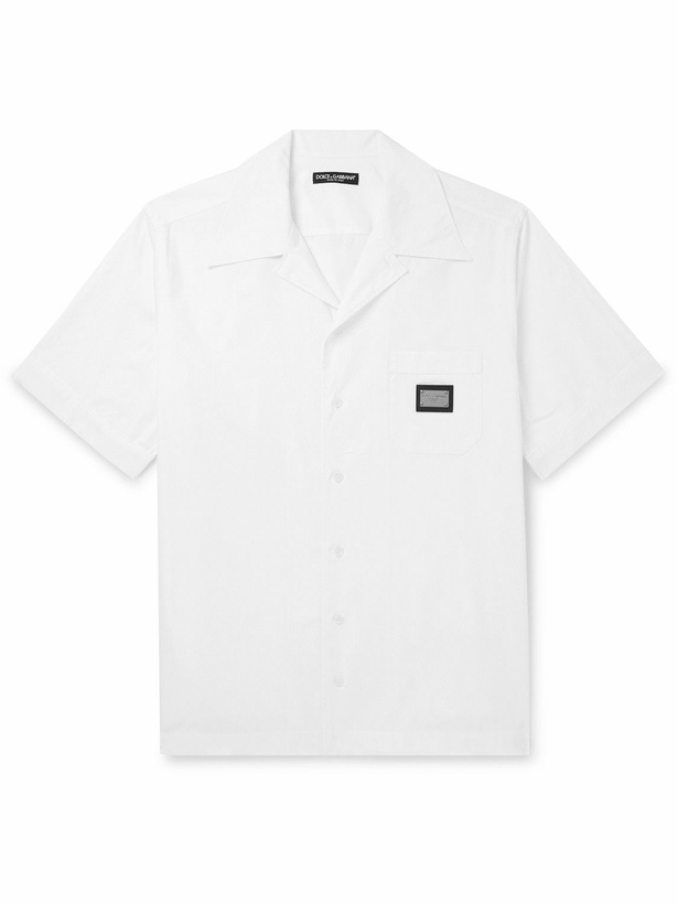 Photo: Dolce&Gabbana - Oversized Camp-Collar Logo-Appliquéd Cotton-Poplin Shirt - White